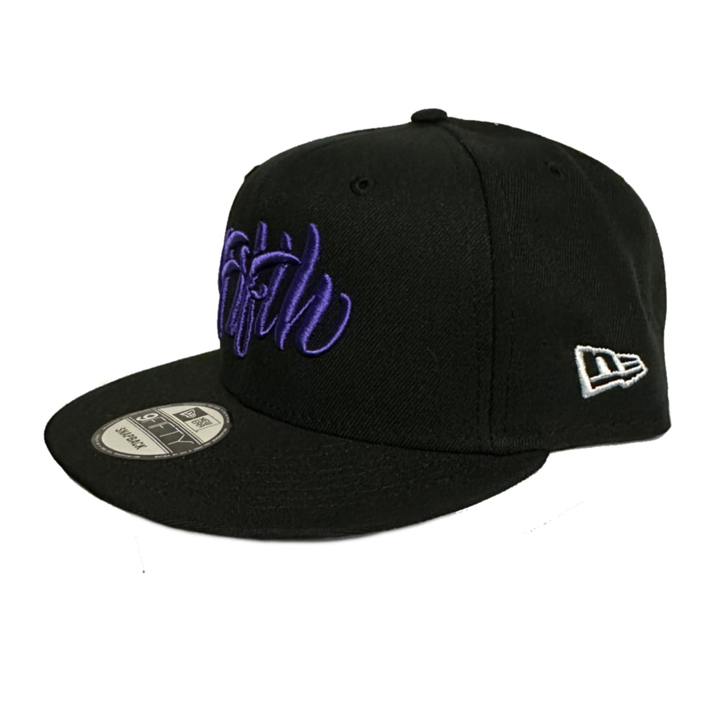 Fifth Cursive Snaps Black with Purple