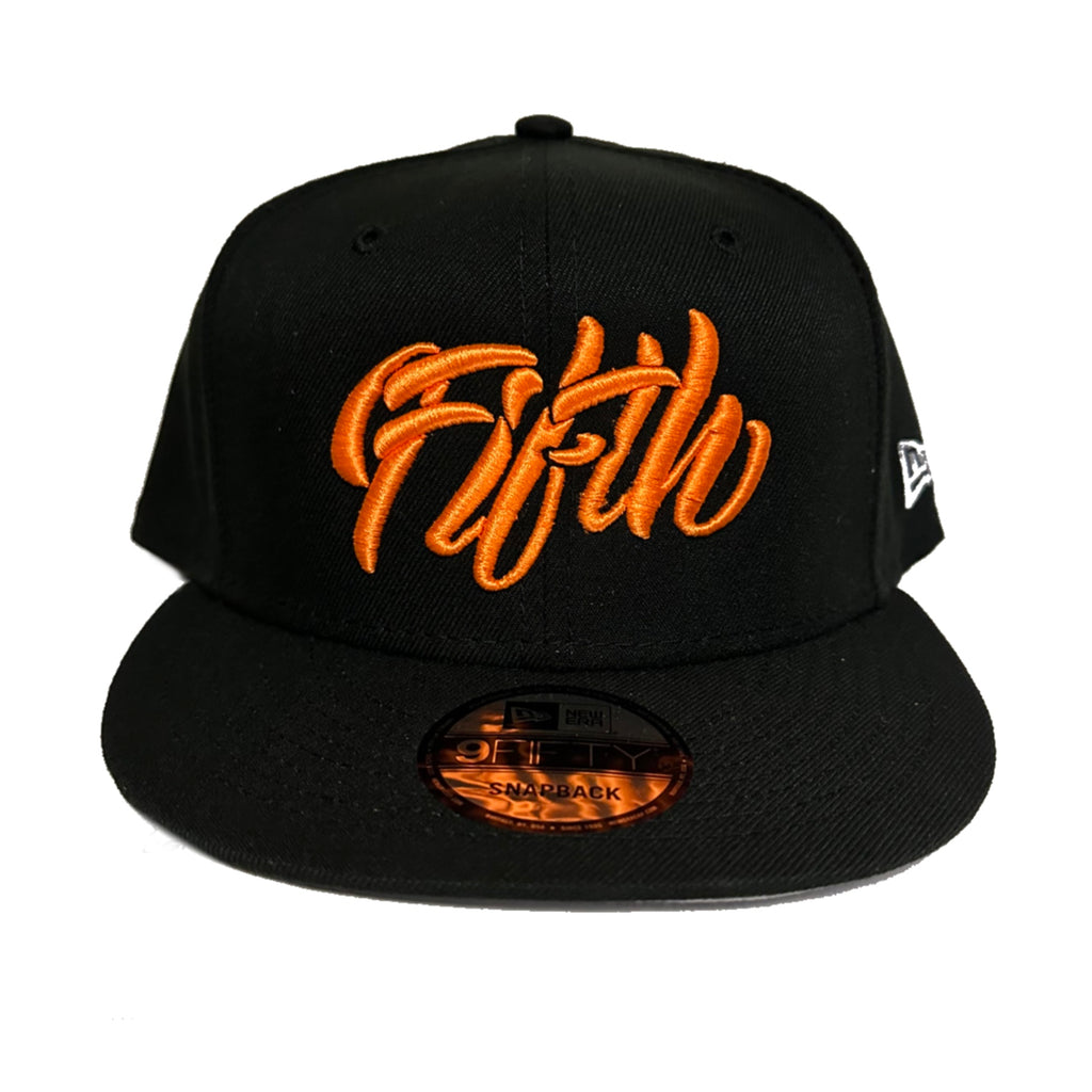 Fifth Cursive Snap Black with Orange